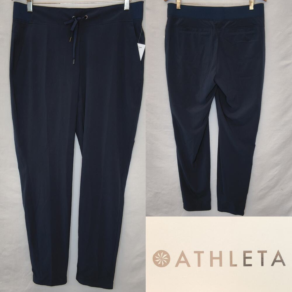 Athleta Midtown Ankle Pant Women's 12 Tall Pull-On Navy Lightweight NWT #W5552